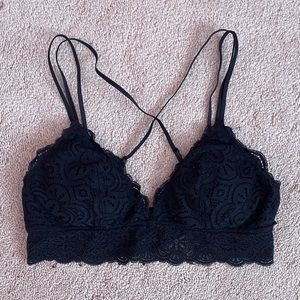 Black Aerie Lace & Padded Strappy Bralette